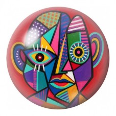 Cabochon en Verre Illustré Masque Cubiste Multicolore 12 à 25mm pour la Création de Bijoux Fantaisie - DIY