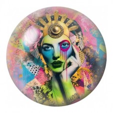 Cabochon en Verre Illustré Déesse au Visage Vert 12 à 25mm pour la Création de Bijoux Fantaisie - DIY