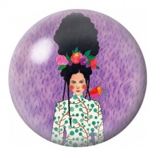 Cabochon en Verre Illustré Femme Afro à la Couronne Fleurie 12 à 25mm pour la Création de Bijoux Fantaisie - DIY