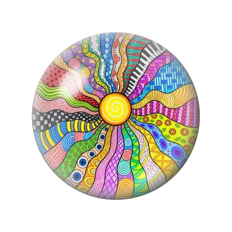 Cabochon en Verre Illustré Spirale Solaire Colorée 12 à 25mm