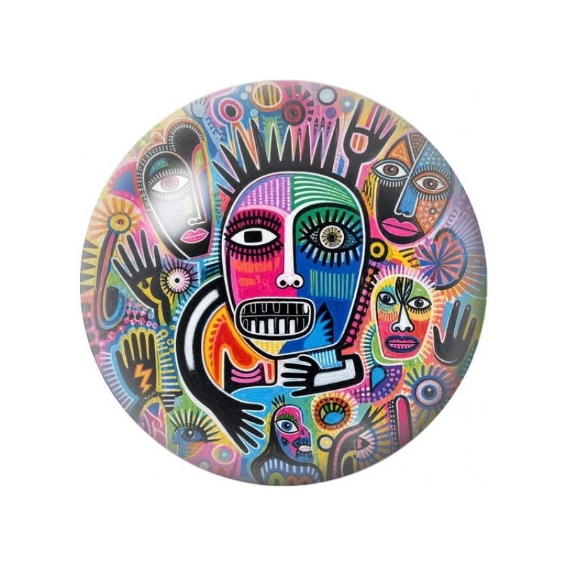 Cabochon en Verre Illustré Masques Tribaux Colorés 12 à 25mm