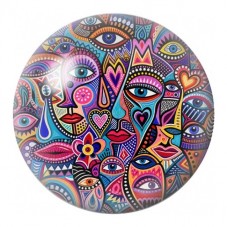 Cabochon en Verre Illustré Masque Tribal en Mosaïque 12 à 25mm pour la Création de Bijoux Fantaisie - DIY
