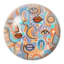 Cabochon en Verre Illustré Profils Abstraits Pastel 12 à 25mm pour la Création de Bijoux Fantaisie - DIY
