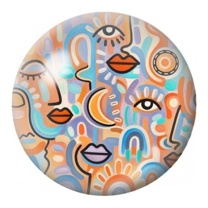 Cabochon en Verre Illustré Profils Abstraits Pastel 12 à 25mm