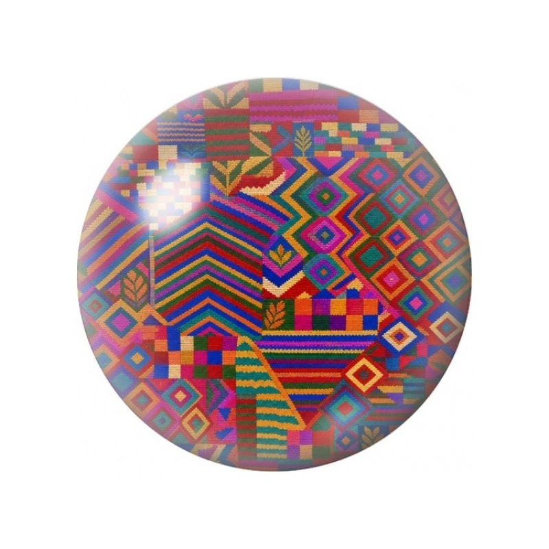 Cabochon en Verre Illustré Tissage Africain Coloré 12 à 25mm