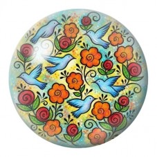 Cabochon en Verre Illustré Oiseaux au Jardin Fleuri 12 à 25mm pour la Création de Bijoux Fantaisie - DIY