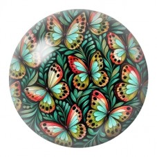 Cabochon en Verre Illustré Papillons au Feuillage Vert 12 à 25mm pour la Création de Bijoux Fantaisie - DIY