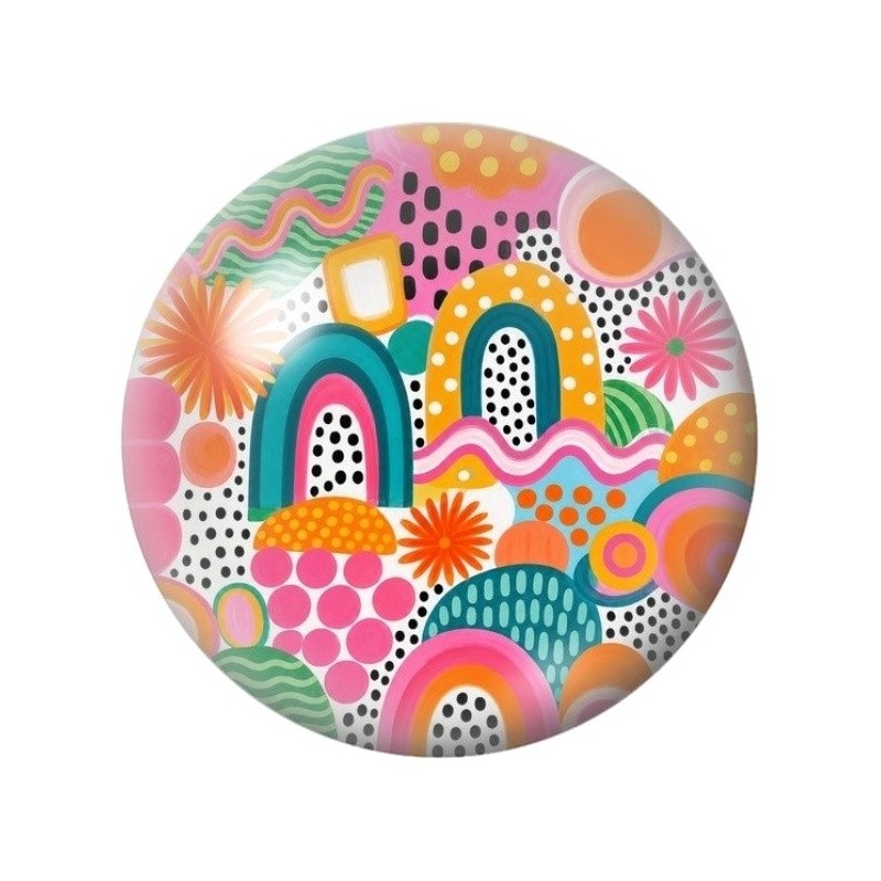 Cabochon en Verre Illustré Arches Arc-en-Ciel Fleuries 12 à 25mm