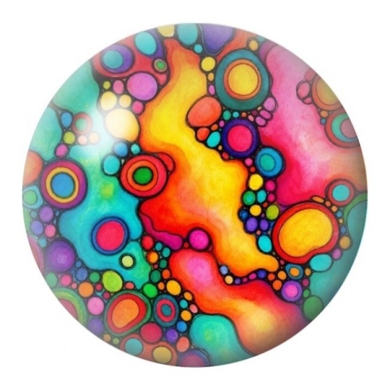 Cabochon en Verre Illustré Cellules Colorées 12 à 25mm