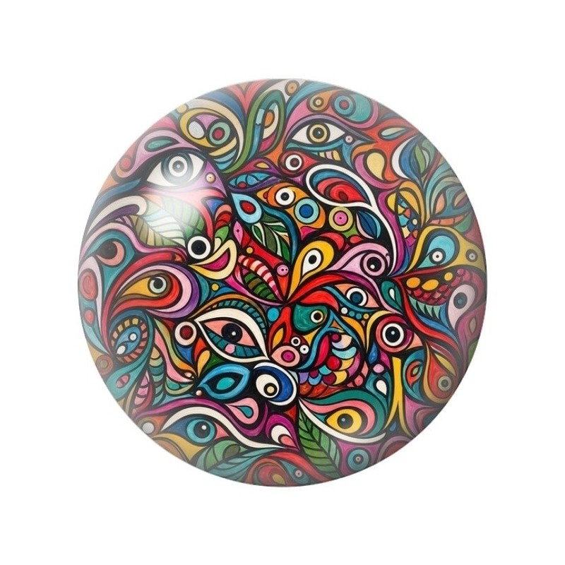 Cabochon en Verre Illustré Arabesques aux Yeux 12 à 25mm