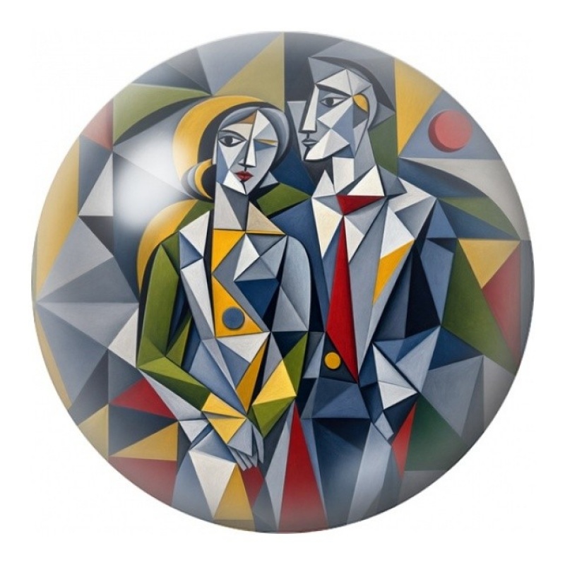 Cabochon en Verre Illustré Couple Cubiste Élégant 12 à 25mm