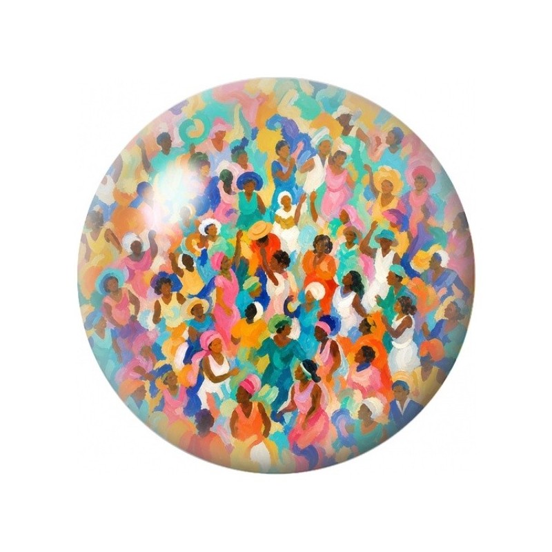 Cabochon en Verre Illustré Foule Abstraite Colorée 12 à 25mm