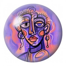 Cabochon en Verre Illustré Visage Cubiste Violet 12 à 25mm pour la Création de Bijoux Fantaisie - DIY