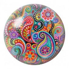 Cabochon en Verre Illustré Arabesques Fleuries Colorées 12 à 25mm pour la Création de Bijoux Fantaisie - DIY