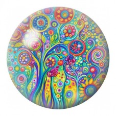 Cabochon en Verre Illustré Arbres Fantastiques Colorés 12 à 25mm pour la Création de Bijoux Fantaisie - DIY
