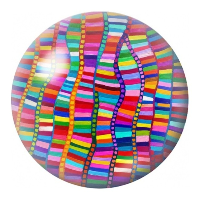 Cabochon en Verre Illustré Rayures Ondulées Multicolores 12 à 25mm