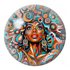Cabochon en Verre Illustré Femme Africaine aux Volutes 12 à 25mm pour la Création de Bijoux Fantaisie - DIY