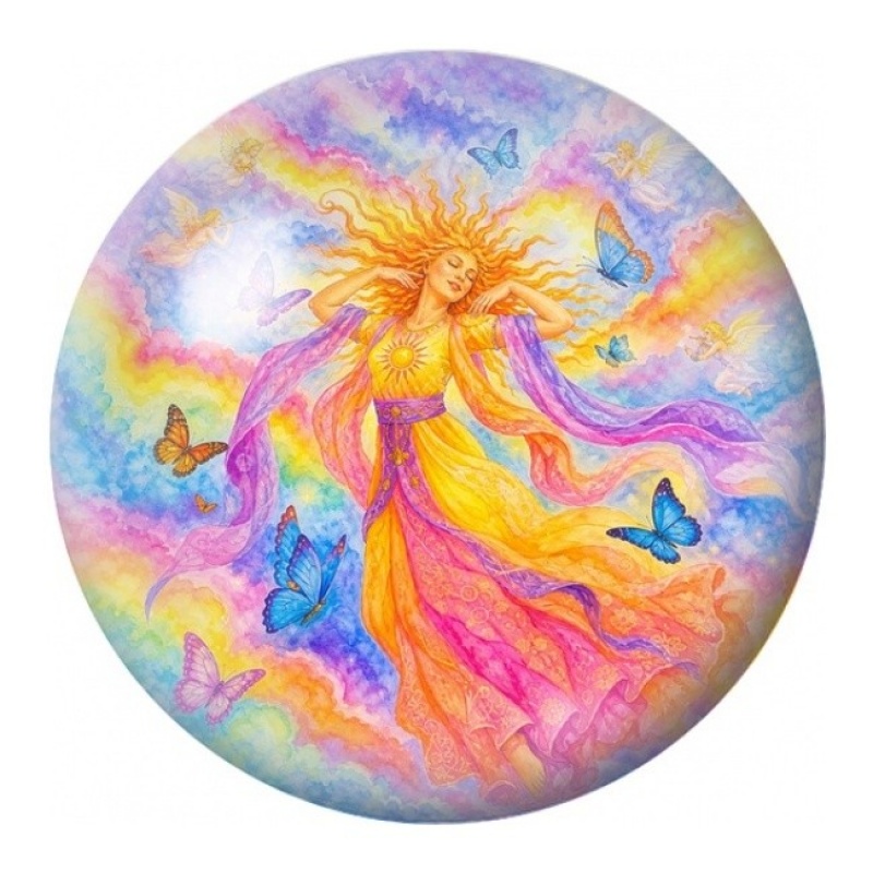 Cabochon en Verre Illustré Fée aux Papillons 12 à 25mm