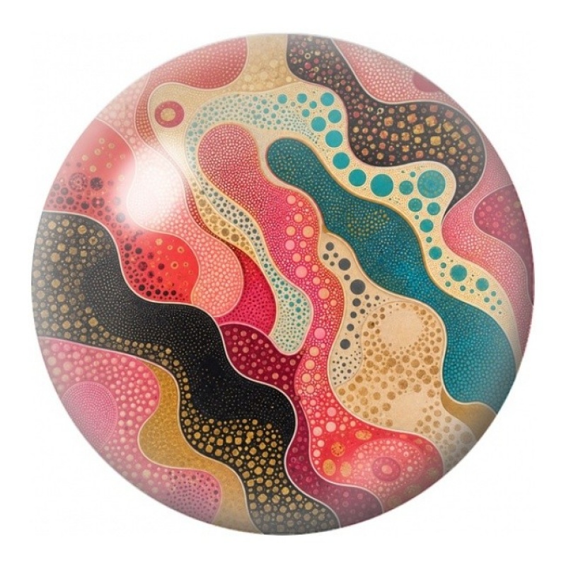 Cabochon en Verre Illustré Ondulations Aborigènes 12 à 25mm