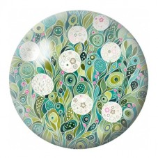 Cabochon en Verre Illustré Jardin de Fleurs Blanches 12 à 25mm pour la Création de Bijoux Fantaisie - DIY