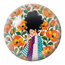 Cabochon en Verre Illustré Femme au Jardin d’Automne 12 à 25mm pour la Création de Bijoux Fantaisie - DIY