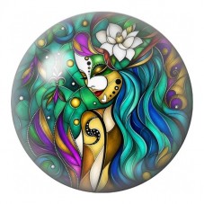 Cabochon en Verre Illustré Nymphe au Lotus Blanc 12 à 25mm pour la Création de Bijoux Fantaisie - DIY