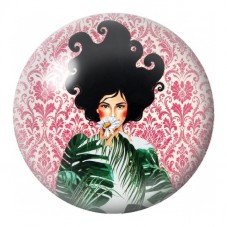 Cabochon en Verre Illustré Femme Afro aux Feuilles Vertes 12 à 25mm pour la Création de Bijoux Fantaisie - DIY