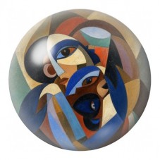 Cabochon en Verre Illustré Musicien Cubiste Bleu 12 à 25mm pour la Création de Bijoux Fantaisie - DIY