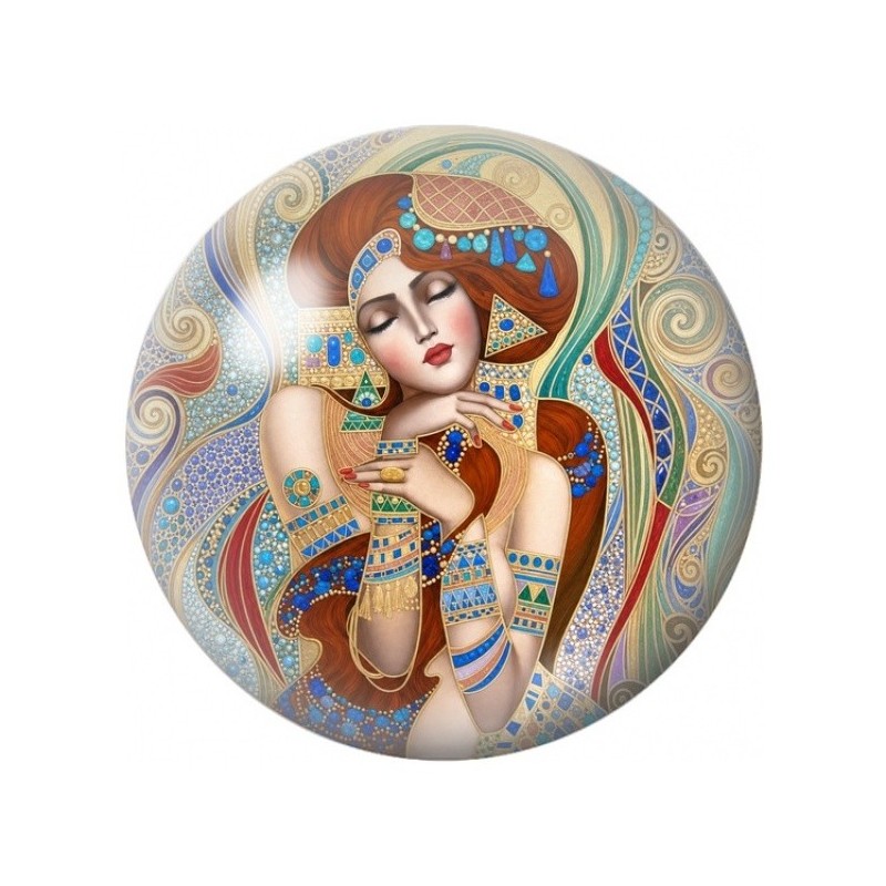 Cabochon en Verre Illustré Muse Art Nouveau 12 à 25mm