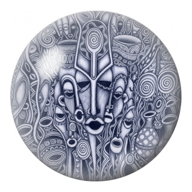 Cabochon en Verre Illustré Masques Gris Entrelacés 12 à 25mm
