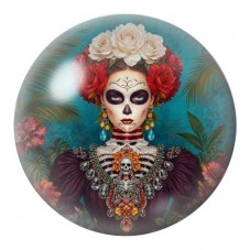 Cabochon en Verre Illustré Catrina aux Roses 12 à 25mm pour la Création de Bijoux Fantaisie - DIY