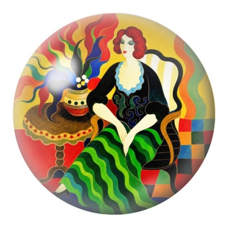 Cabochon en Verre Illustré Élégante en Robe Verte 12 à 25mm