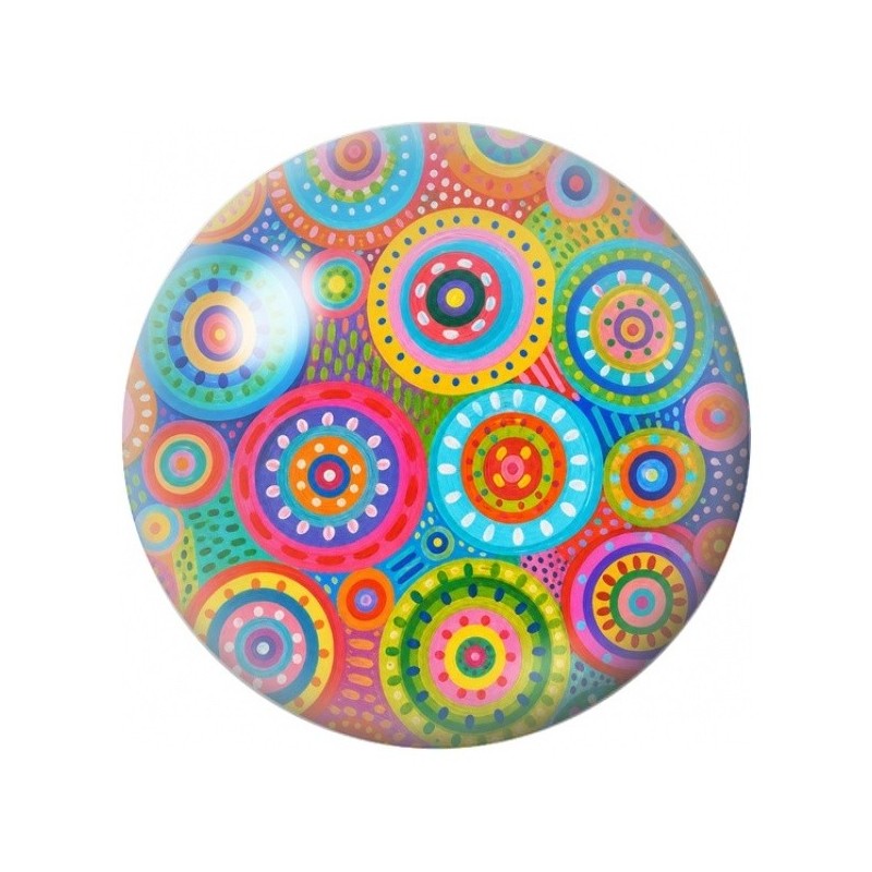 Cabochon en Verre Illustré Mandala de Cercles Vifs 12 à 25mm