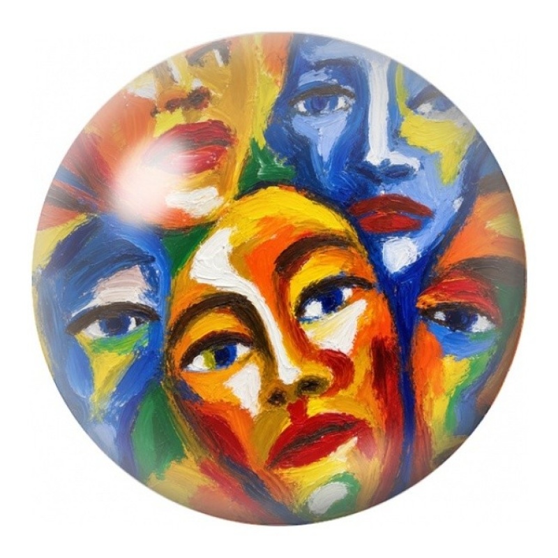Cabochon en Verre Illustré Visages Superposés Colorés 12 à 25mm