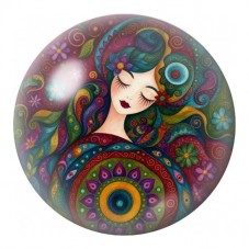 Cabochon en Verre Illustré Femme Endormie aux Arabesques 12 à 25mm pour la Création de Bijoux Fantaisie - DIY