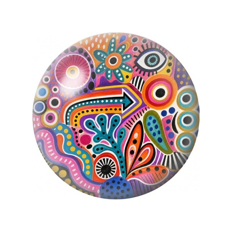 Cabochon en Verre Illustré Motif Aborigène aux Flèches 12 à 25mm