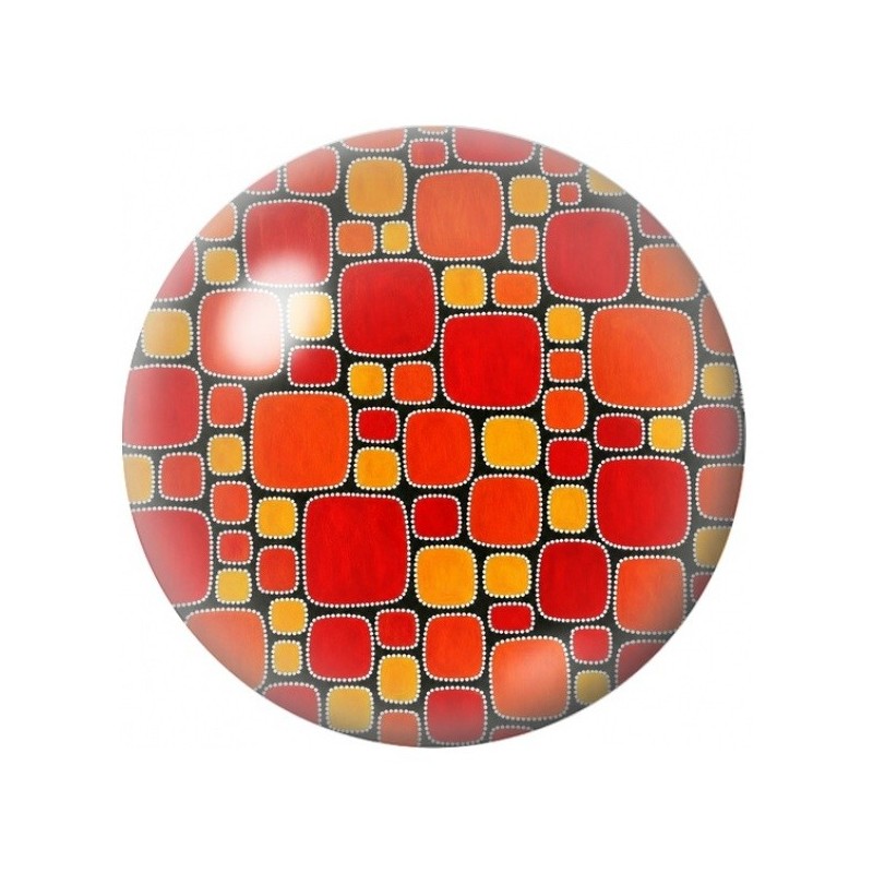 Cabochon en Verre Illustré Mosaïque Rouge et Orange 12 à 25mm