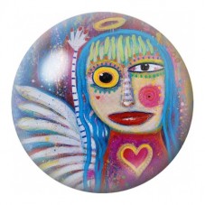 Cabochon en Verre Illustré Ange au Cœur Rose 12 à 25mm pour la Création de Bijoux Fantaisie - DIY