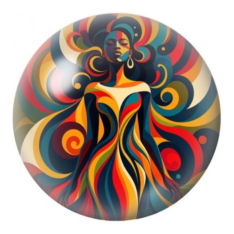 Cabochon en Verre Illustré Danseuse aux Flammes Colorées 12 à 25mm