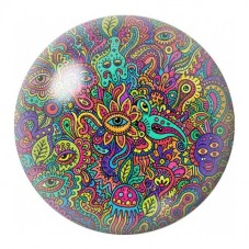 Cabochon en Verre Illustré Mandala Psychédélique Vert 12 à 25mm pour la Création de Bijoux Fantaisie - DIY