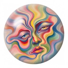 Cabochon en Verre Illustré Visage aux Ondes Pastel 12 à 25mm pour la Création de Bijoux Fantaisie - DIY