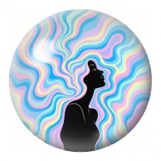 Cabochon en Verre Illustré Silhouette aux Ondes Colorées 12 à 25mm pour la Création de Bijoux Fantaisie - DIY