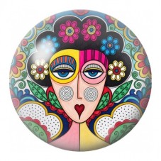 Cabochon en Verre Illustré Masque Fleuri au Cœur 12 à 25mm pour la Création de Bijoux Fantaisie - DIY