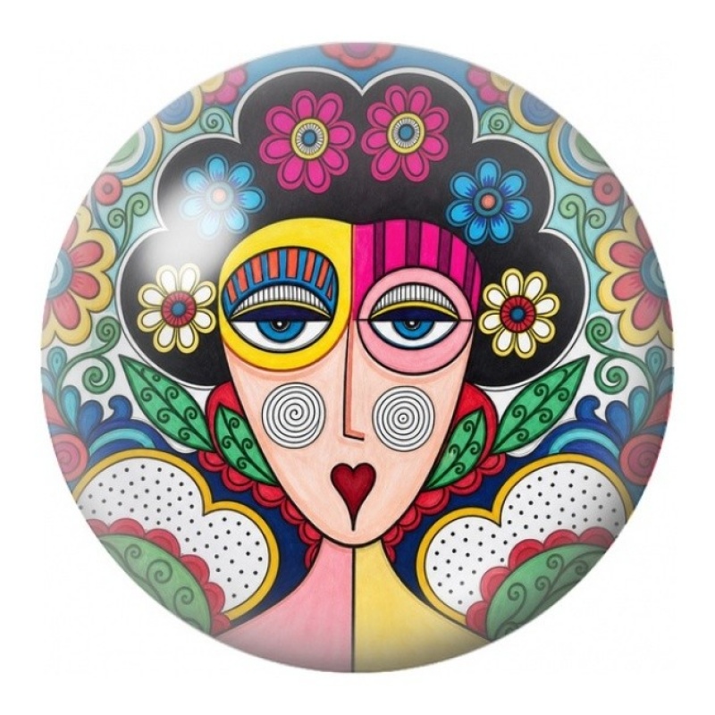 Cabochon en Verre Illustré Masque Fleuri au Cœur 12 à 25mm