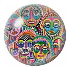 Cabochon en Verre Illustré Totem de Masques Colorés 12 à 25mm pour la Création de Bijoux Fantaisie - DIY