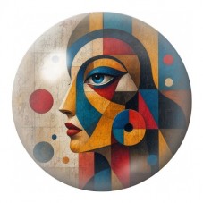 Cabochon en Verre Illustré Profil Cubiste au Regard Bleu 12 à 25mm pour la Création de Bijoux Fantaisie - DIY