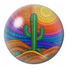 Cabochon en Verre Illustré Cactus au Soleil Doré 12 à 25mm pour la Création de Bijoux Fantaisie - DIY