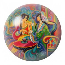 Cabochon en Verre Illustré Musiciens Indiens Colorés 12 à 25mm pour la Création de Bijoux Fantaisie - DIY