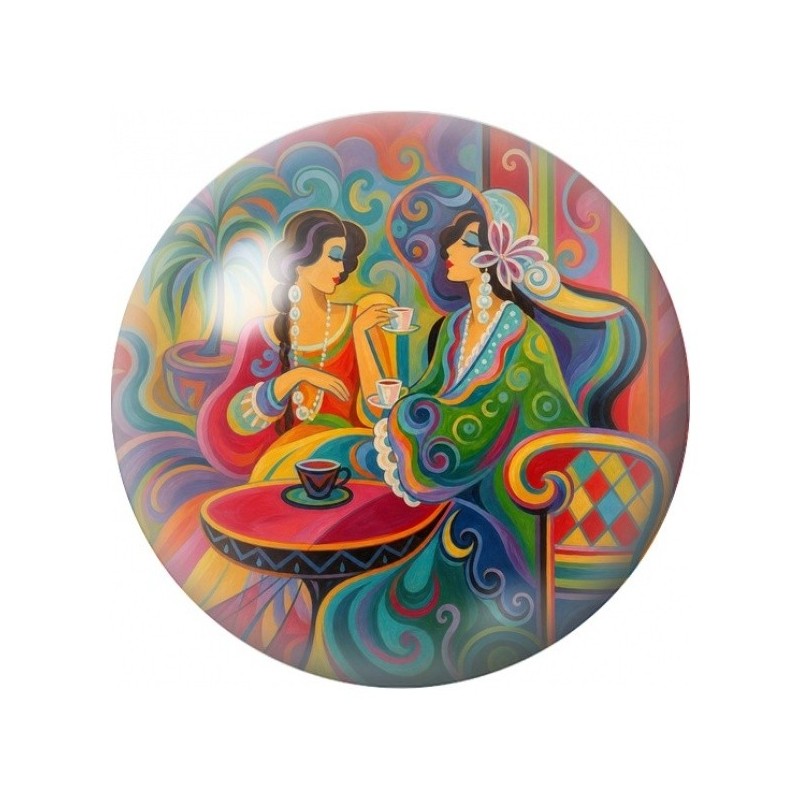 Cabochon en Verre Illustré Musiciens Indiens Colorés 12 à 25mm