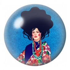 Cabochon en Verre Illustré Femme Afro en Kimono Fleuri 12 à 25mm pour la Création de Bijoux Fantaisie - DIY